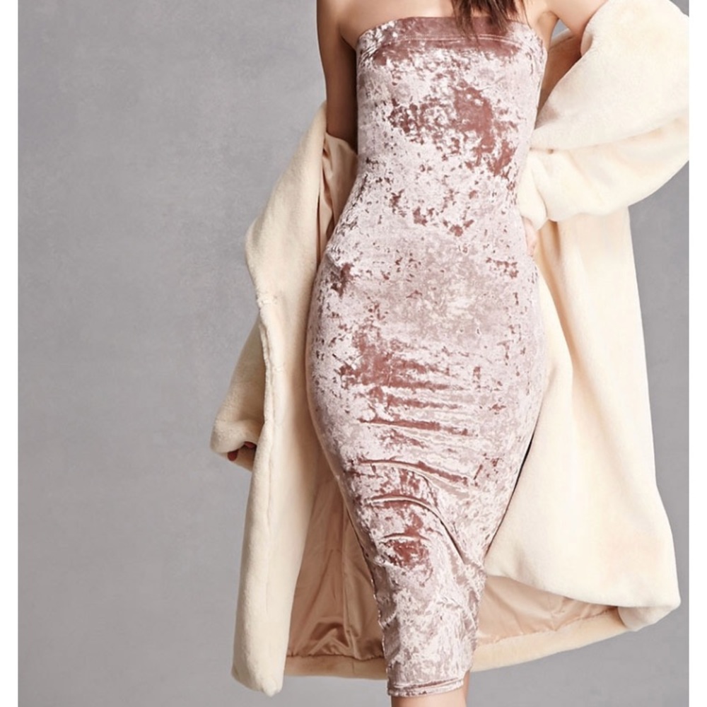 VELVET STRAPLESS TUBE DRESS